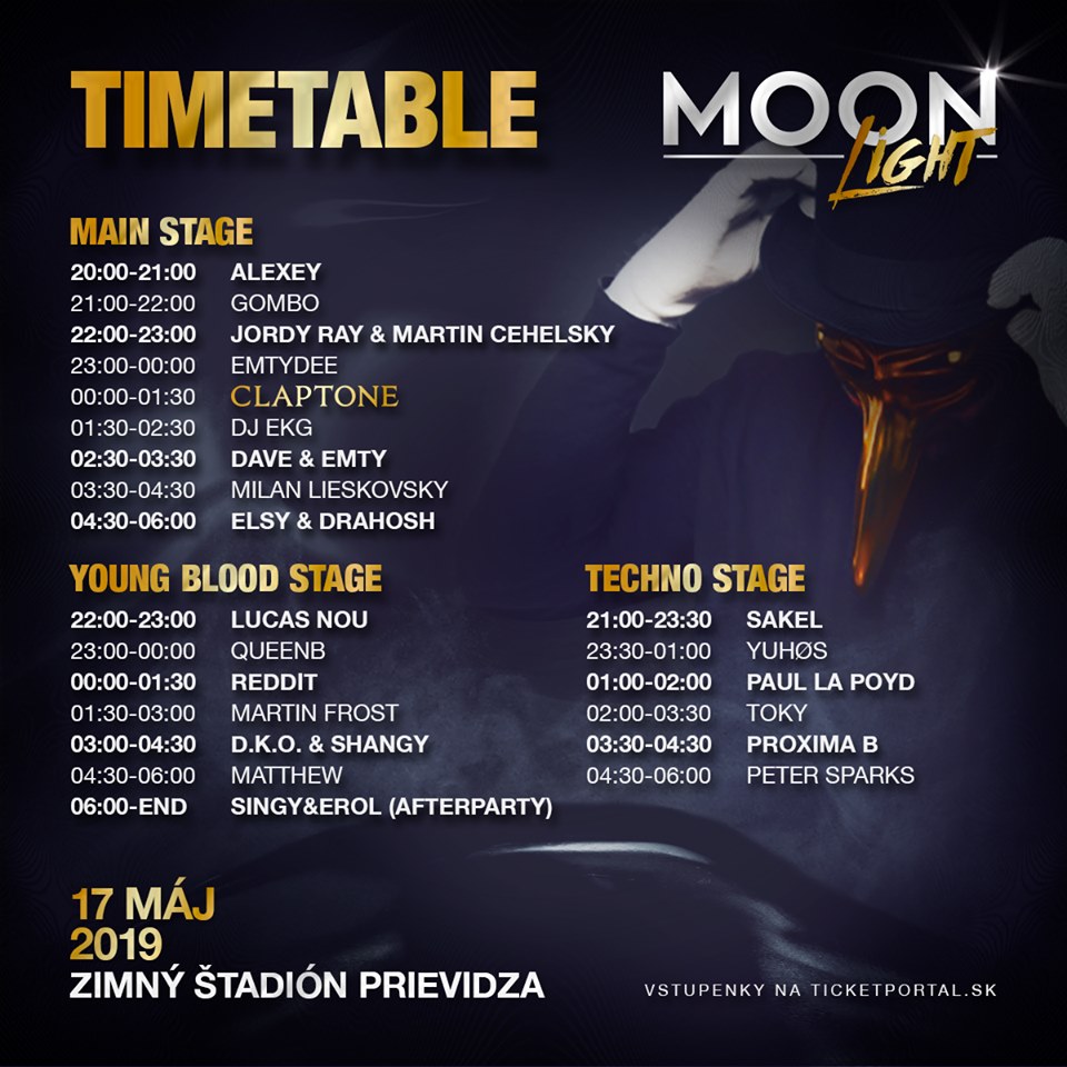 INE UP - Kompletný program - Timetable Moonlight 2019