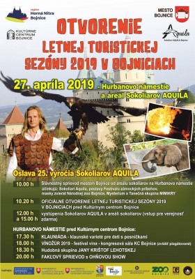Bojnice: OTVORENIE LETNEJ TURISTICKEJ SEZÓNY 2019 a Oslava 25.výročia Sokoliarov Aquila