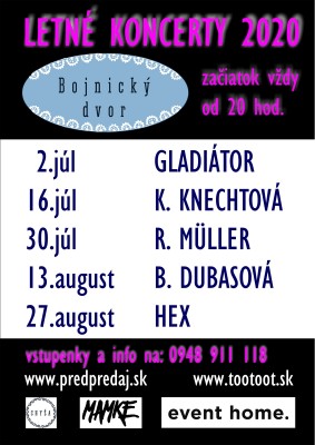 Koncerty Bojnický dvor - Bojnice leto 2020