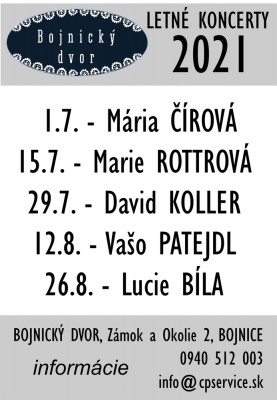 Koncerty - Bojnice - Bojnický dvor - 2021