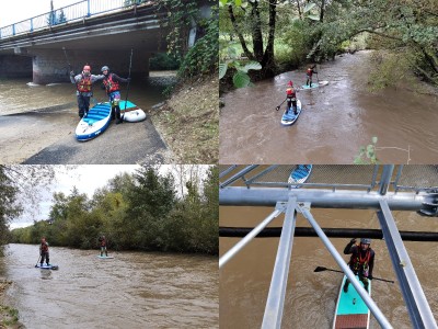 Foto a video: Splavovanie rieky Nitry po záplavách na paddleboarde