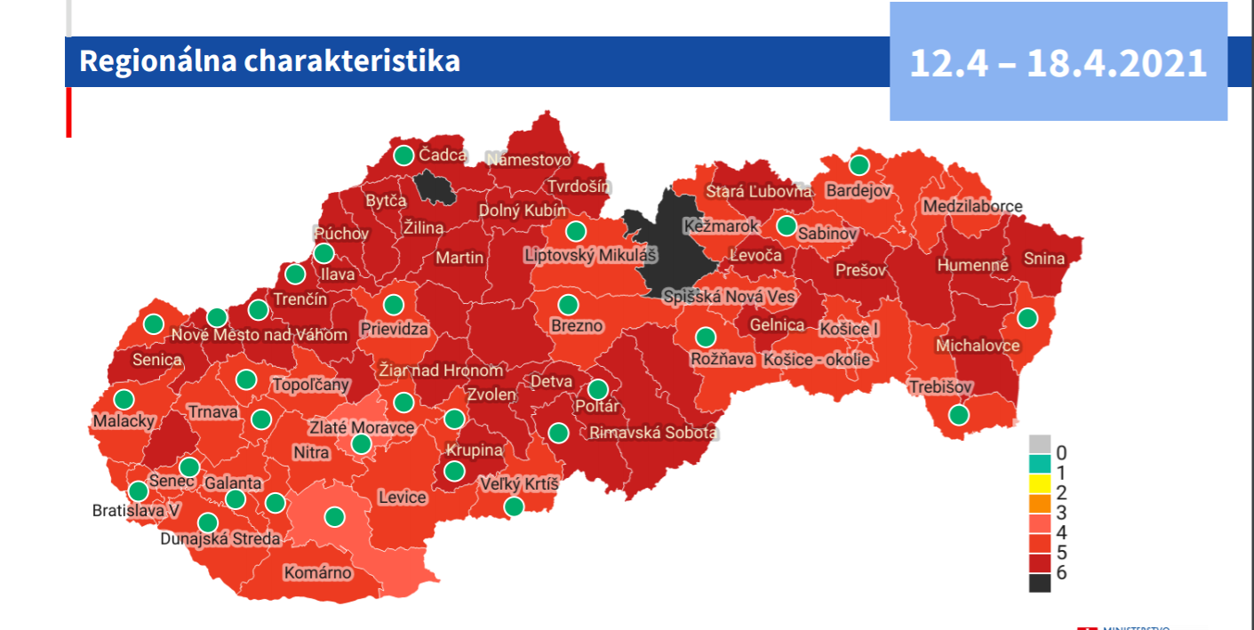 Covid automat: Okres Prievidza prešiel do červenej farby. Od pondelka stáči 14-dňový test