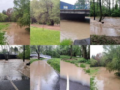 Foto a video: Povodeň - záplavy Mestský park Prievidza 17.5.2021