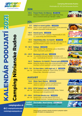 Podujatia Camping Nitrianske Rudno - leto 2021