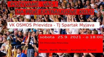 Prvé kolo volejbalová extraliga: VK OSMOS Prievidza - TJ Spartak Myjava