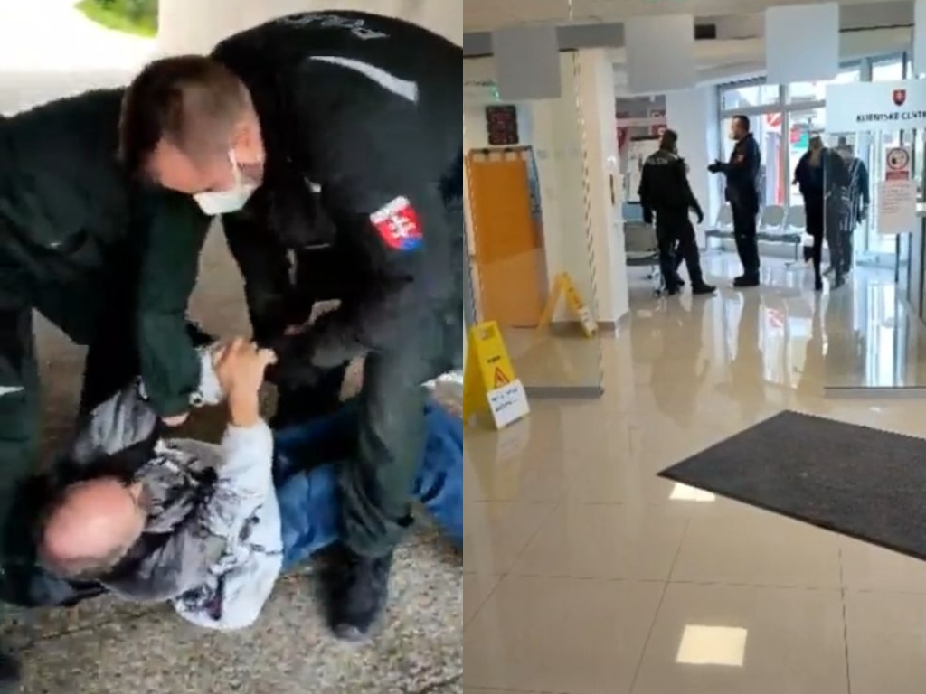 Video: Polícia vyhodila z klientského centra v Prievidzi invalida bez respirátora. Neskôr ho spacifikovala