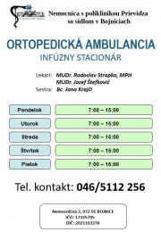 Na ortopédii v bojnickej nemocnici začali podávať infúziu formou stacionára 0