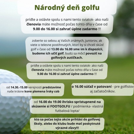 NÁRODNÝ DEŇ GOLFU V AGAMA Golf klub 0