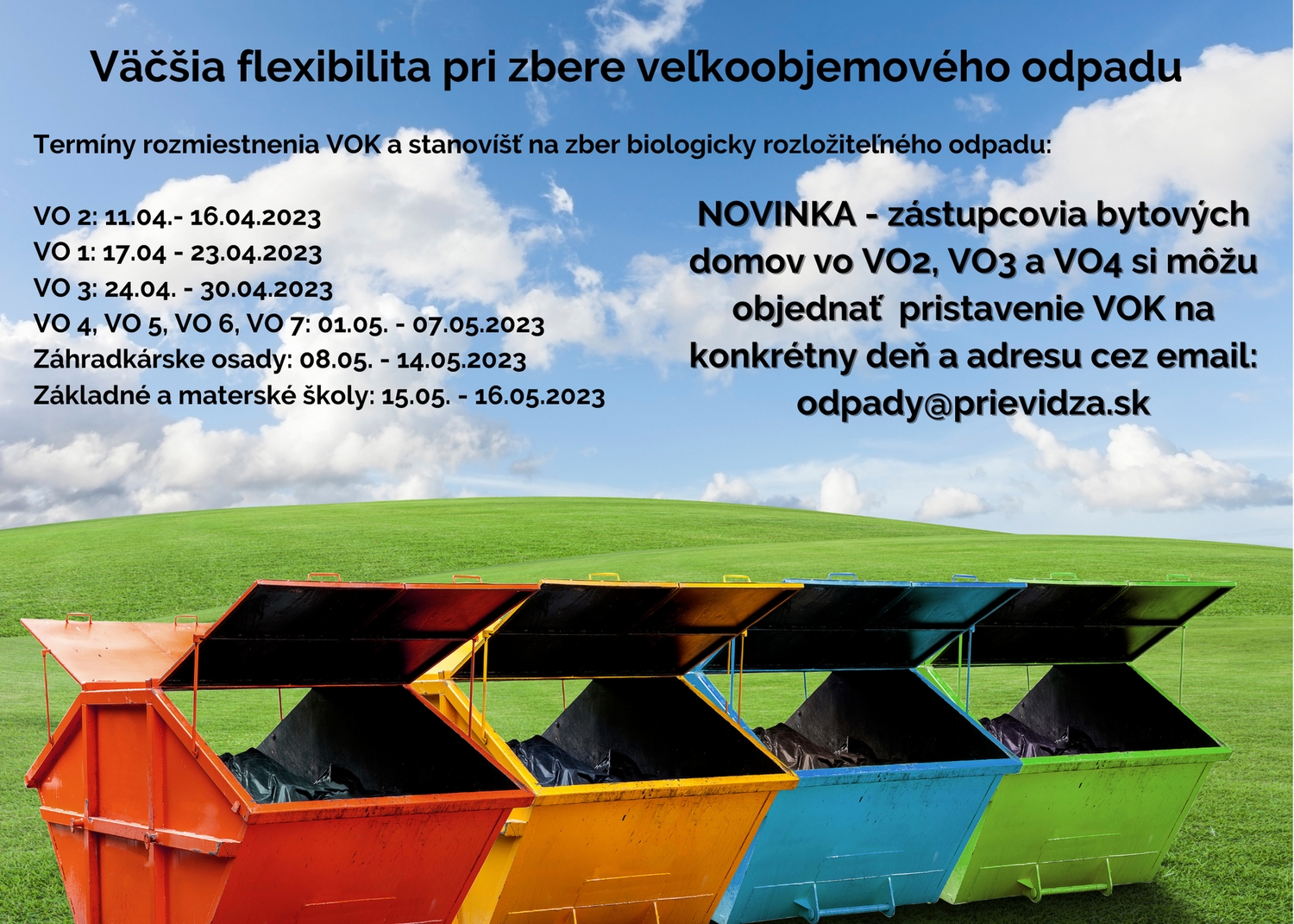 Rozmiestnenie veľkoobjemových kontajnerov Prievidza 2023