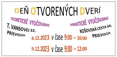 Deň otvorených dverí - SOŠ T. Vansovej Prievidza
