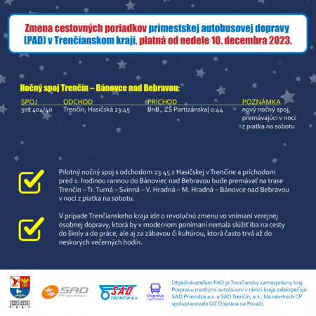 Od nedele 10.12. 2023 platí nový cestovný poriadok prímestskej dopravy. Pozitívne zmeny pocítia aj cestujúci okresu Prievidza 7