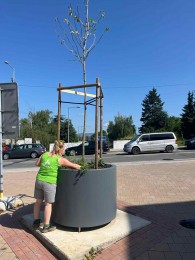 Foto: Novinkou v centre mesta Prievidza sú veľkoobjemové kvetináče na Pribinovom námestí 1