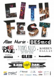 CITY FEST ZH 2025 - program - TOMÁŠ KLUS & CÍLOVÁ SKUPINA (CZ), DESMOD, INÉ KAFE, KORBEN DALLAS, ALAN MURÍN, GLEB, EMMA DROBNÁ 1