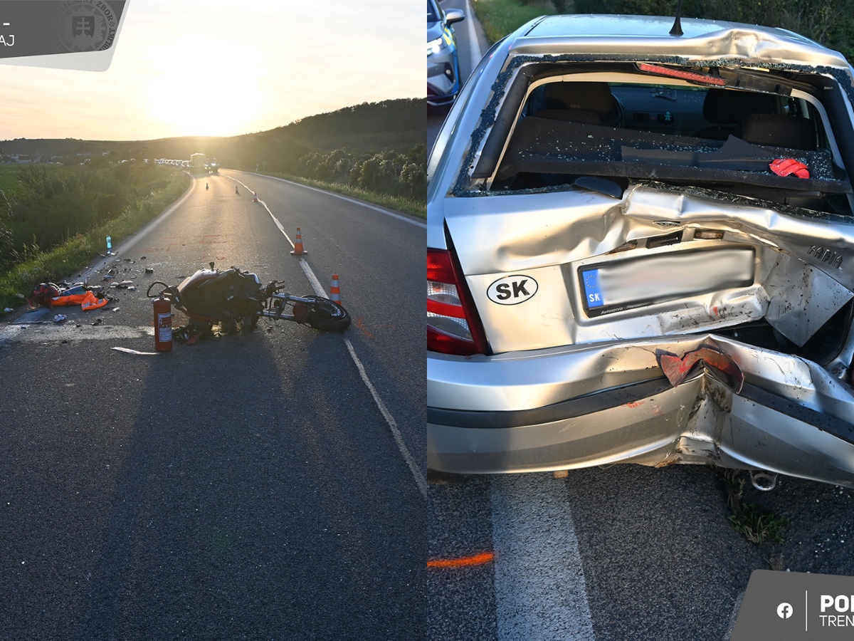 TRAGICKÁ NEHODA: Zrážku osobného auta a motocykla pri Prievidzi neprežil 52-ročný muž