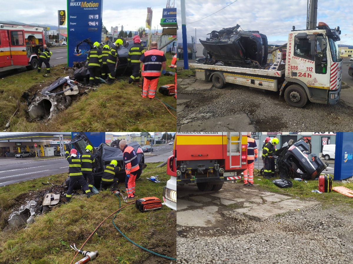 Foto: Tragická nehoda v Prievidzi, zdemolované auto ľudia dlho ignorovali. Vodič išiel 200 kilometrov za hodinu.