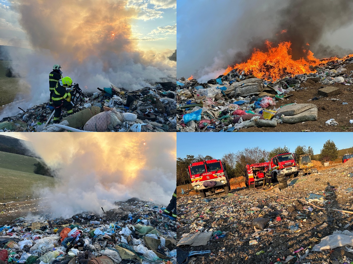 Foto: Hasiči likvidovali požiare na skládkach v Nitrici i Handlovej (obe okres Prievidza)