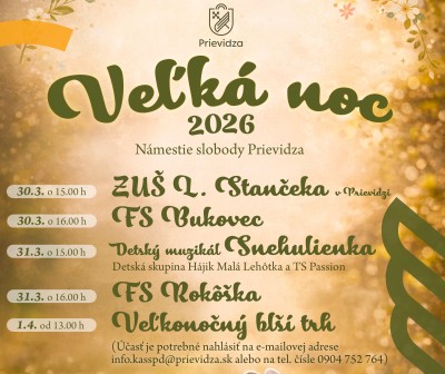 VEĽKÁ NOC 2026 V PRIEVIDZI - Veľkonočné trhy