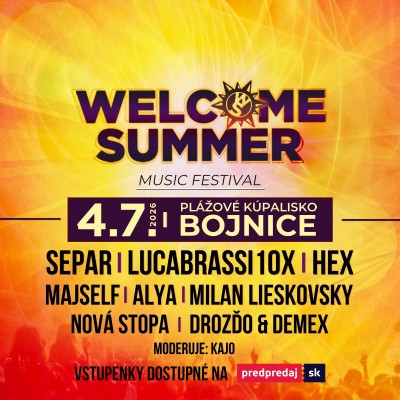 WELCOME SUMMER festival - Bojnice 2026 - kompletný program - line up