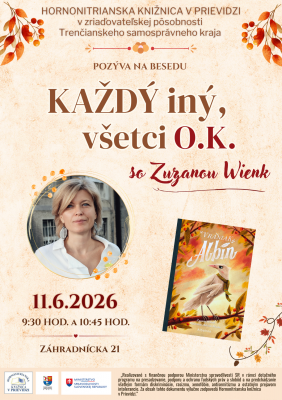 Beseda so Zuzanou Wienk - Každý iný, všetci O.K. so Zuzanou Wienk