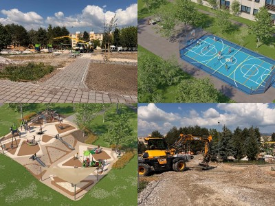 Foto: Práce za viac ako 1,2 milióna eur na sídlisku Sever (Kopanice) pokračujú. Už toto leto pribudne nové detské ihrisko, športová zóna aj zrevitalizovaný vnútroblok
