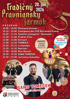 Pravniansky jarmok 2026 - Nitrianske Pravno - kompletný program