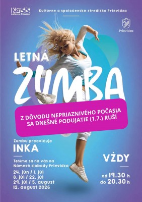 Dnes zrušené - LETNÁ ZUMBA NA NÁMESTÍ