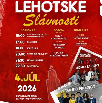 Lehotské slávnosti 2026 - Peter Bič Project, Homo Sapiens a iné