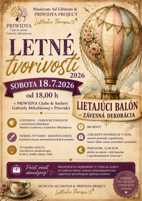LETNÉ TVORIVOSTI 2026 - LIETAJÚCI BALÓN – ZÁVESNÁ DEKORÁCIA - večerná, kreatívna dielňa