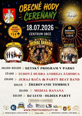 OBECNÉ HODY ČEREŇANY 2026 - MEDIAL BANANA, Juraj Bača & Party Beat Band a ďaľší