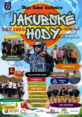 Jakubské hody 2026 - Kali & Peter Pann a ďaľší -  Dolné Vestenice