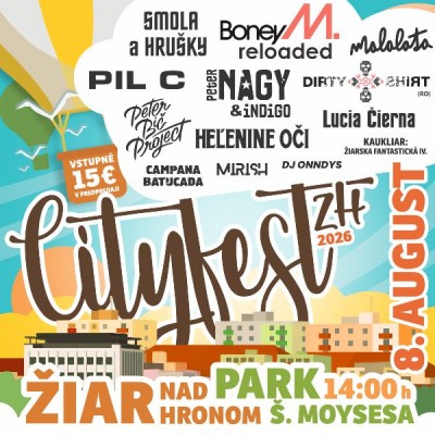 CITY FEST ZH 2026 - PETER NAGY, PIL C, HEĽENINE OČI, PETER BIČ PROJECT a ďalší - kompletný program