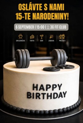 3G Fit Club oslavuje v nedeľu 6.9.2026 15. narodeniny!