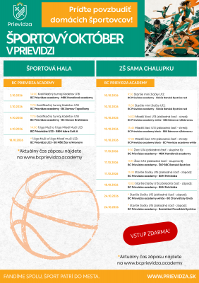 Športový program v Prievidzi - október 2026