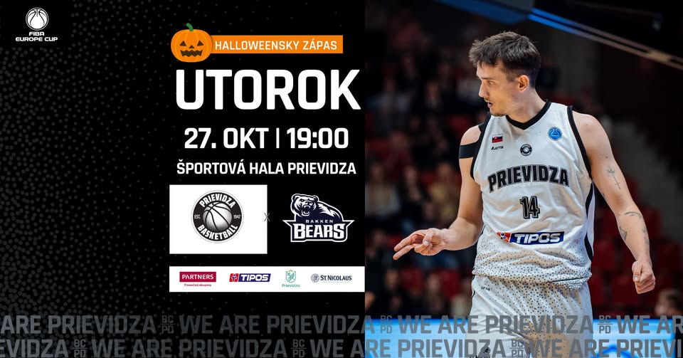 HALLOWEENSKY EURÓPSKY VEČER: BC Prievidza – Bakken Bears (Európsky pohár FIBA)