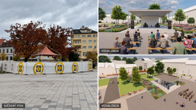 Foto: Na Námestí slobody v Prievidzi sa už začali prípravné práce na nové prestrešené pódium